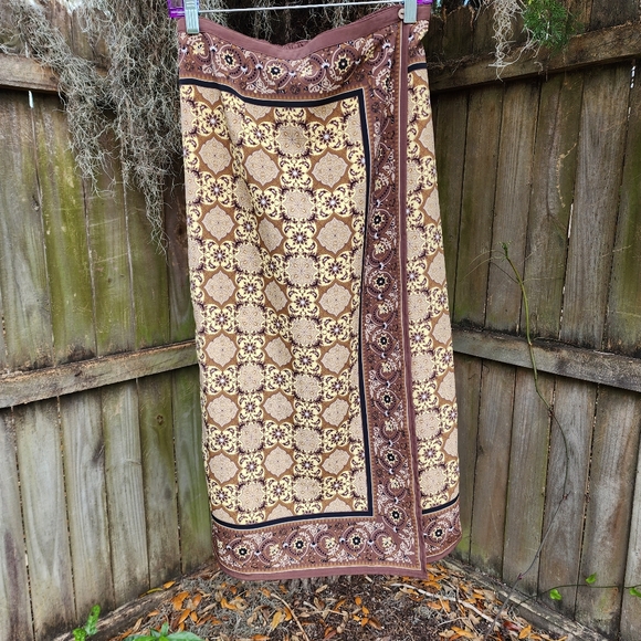 90s Y2K Earth tones scarf Skirt Size 12 - Picture 4 of 8